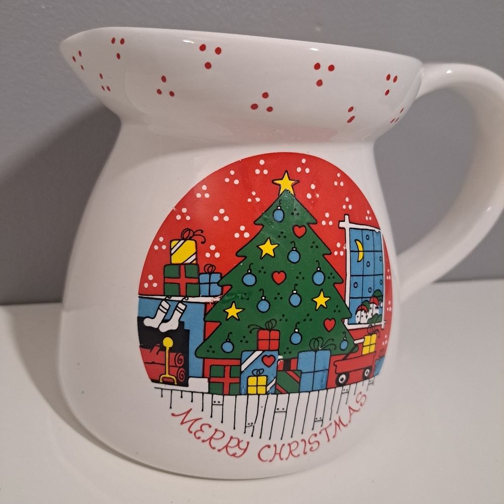 VTG LILLIAN VERNON 1983 MERRY CHRISTMAS PITCHER - CERAMIC MADE IN ITALY - Picture 2 of 6